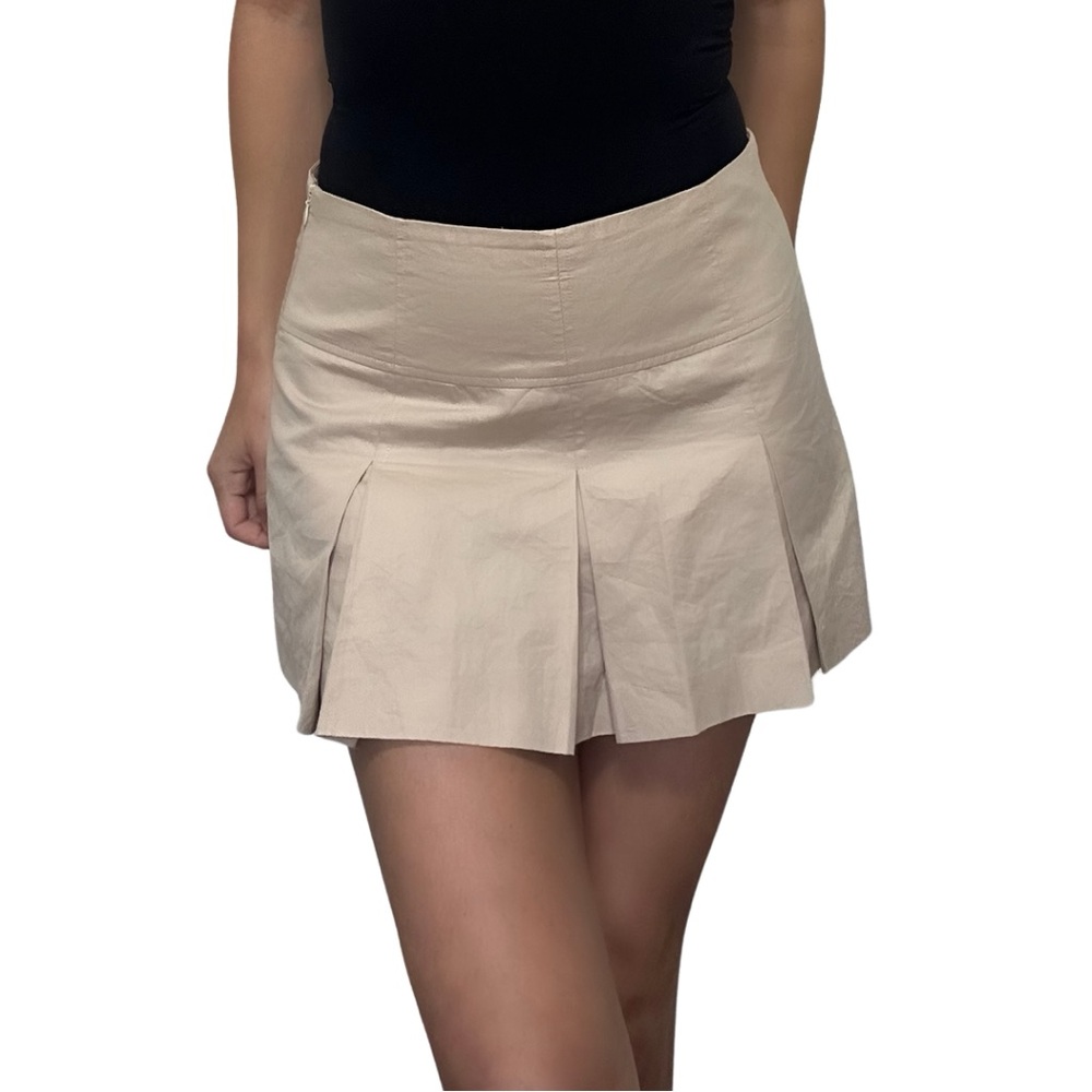 Zara Tan Pleated Mini Skirt